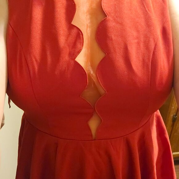 NWT Red Dress with Sheer Bodice Cutout - Picture 3 of 5